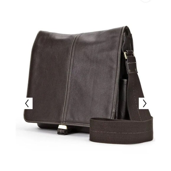 AmeriLeather Teddy Leather Messenger Bag dark brown shoulder laptop